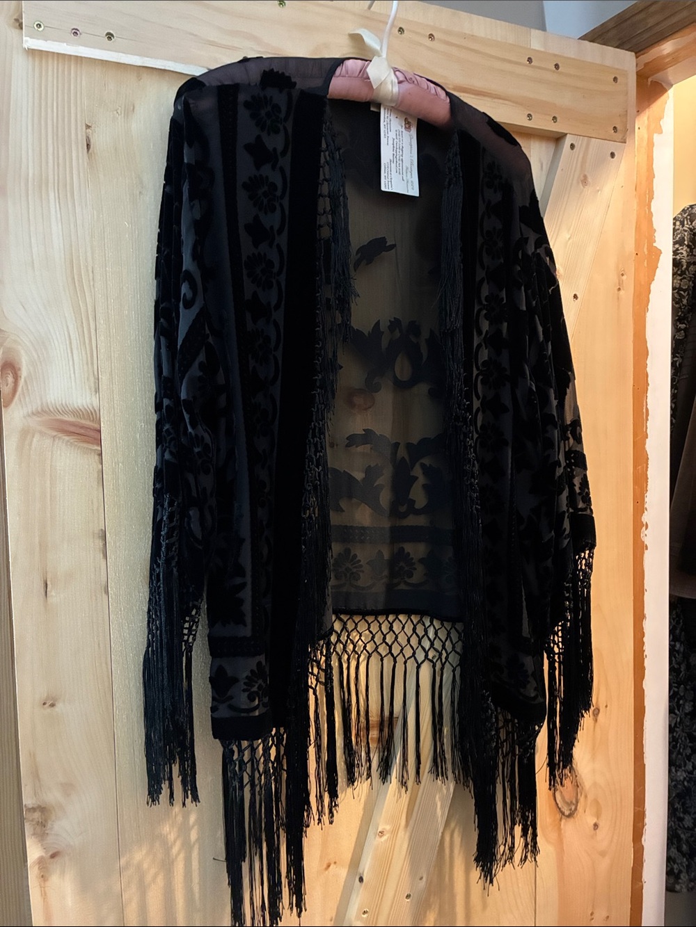 Aria Black Velvet Fringe Kimono